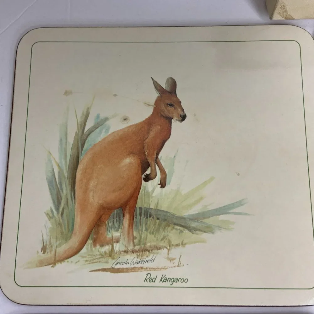 Placemats Cork New Zealand Australian Animals Art Print Lincoln Wakefield 6 pc
